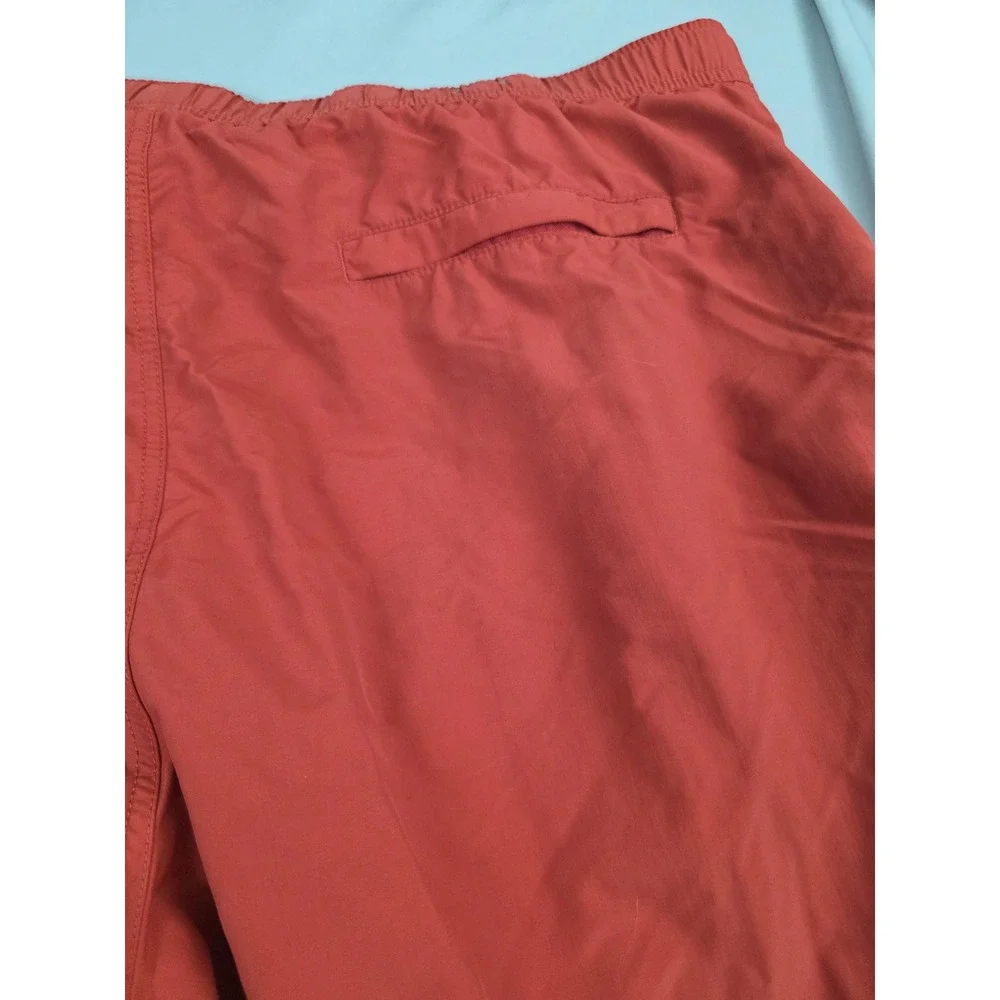Eddie Bauer Mens XXL Cargo Shorts Rust Orange / Red Nylon Hiking Belted Outdoor
